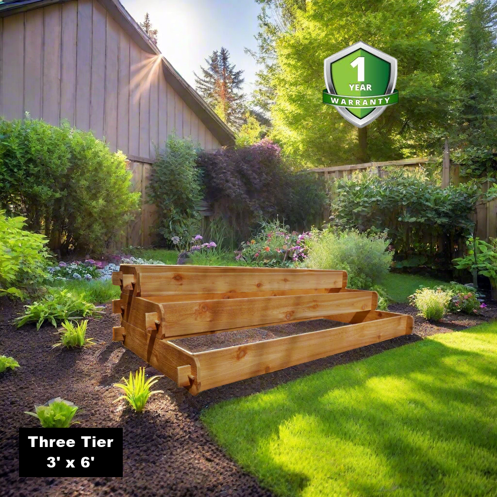 Timberlane Gardens Raised Garden Bed Kit Large 3 Tiered (1x6 2x6 3x6) Select Cedar Elevated Planter