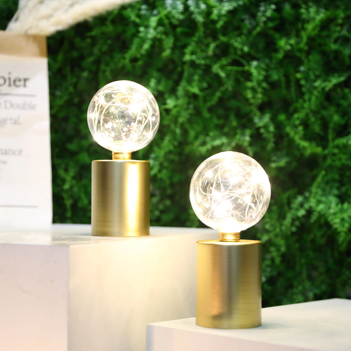 8" Tall Gold Battery Powered Table Lamp(Set of 2 )