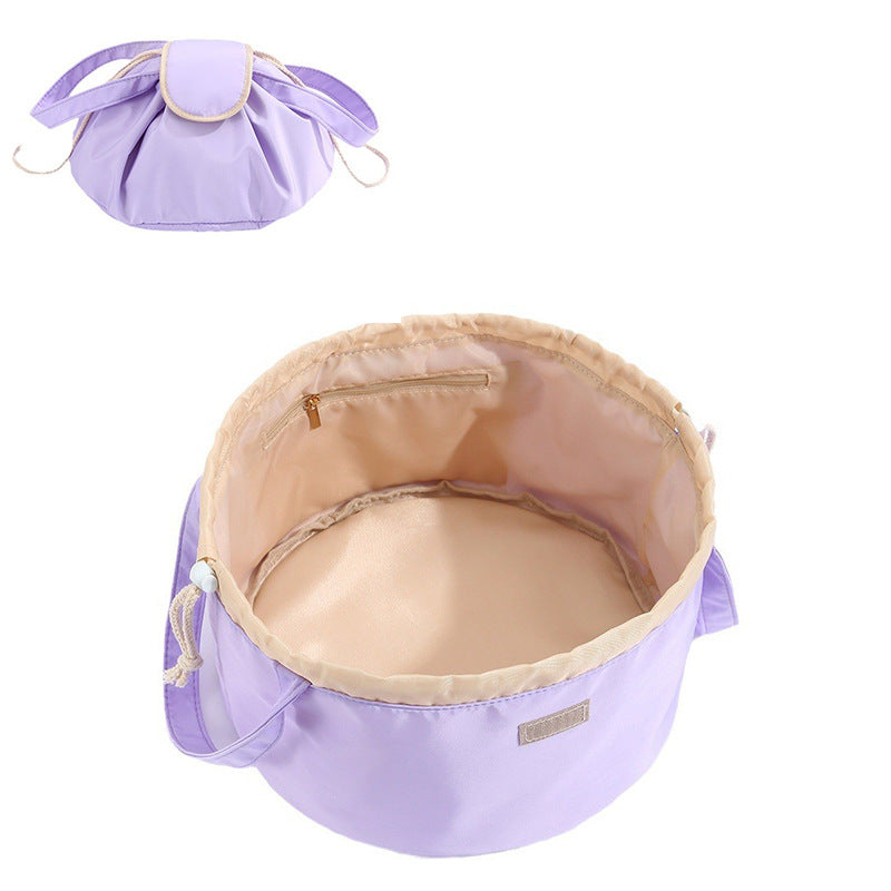 Barrel Drawstring Makeup Bag Large Capacity Women's Cosmetic Bag Toiletries Organizer Pouch Lady Travel Storage Case