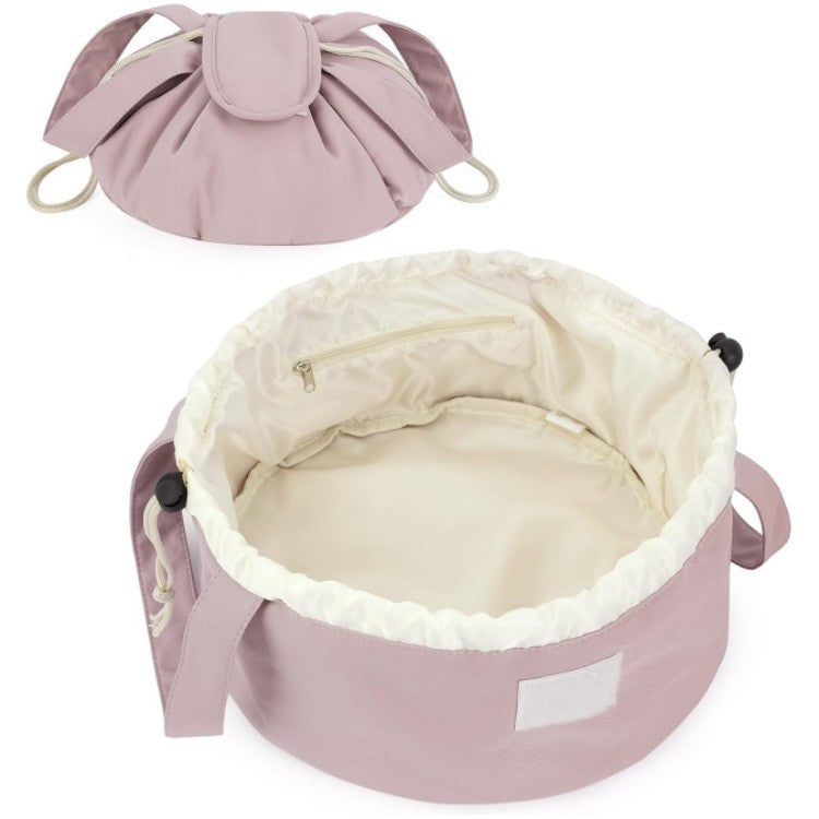 Barrel Drawstring Makeup Bag Large Capacity Women's Cosmetic Bag Toiletries Organizer Pouch Lady Travel Storage Case