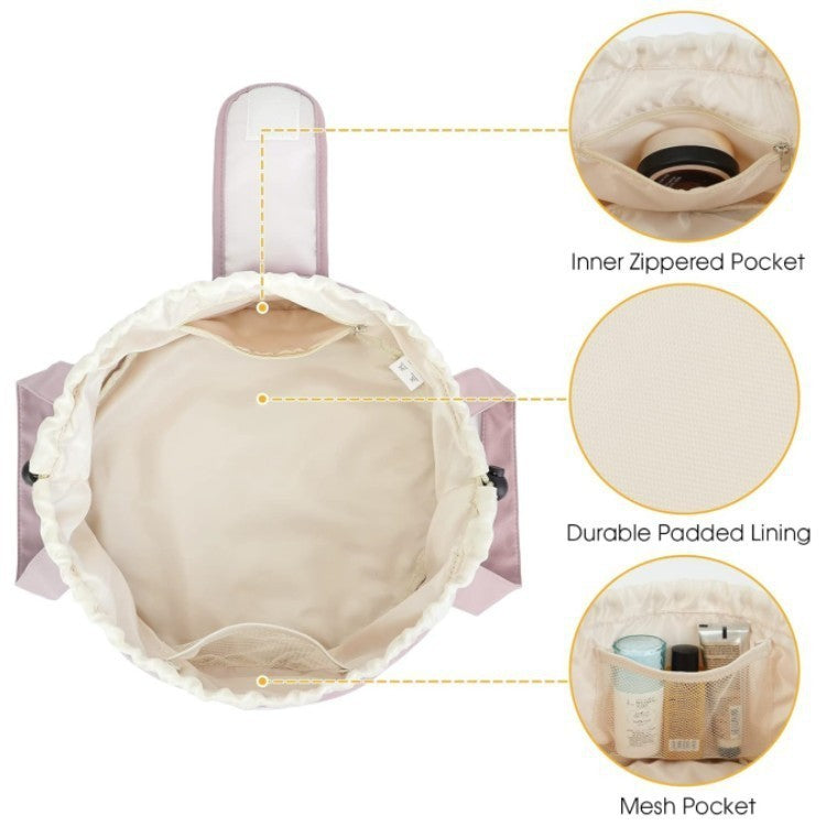 Barrel Drawstring Makeup Bag Large Capacity Women's Cosmetic Bag Toiletries Organizer Pouch Lady Travel Storage Case