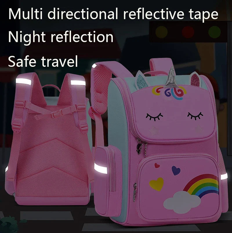 Kid Backpack for Girl Unicorn Children Bookbag Rainbow Eyes School Bag Teen Girl Backpack for Traveling Waterproof Mochilas