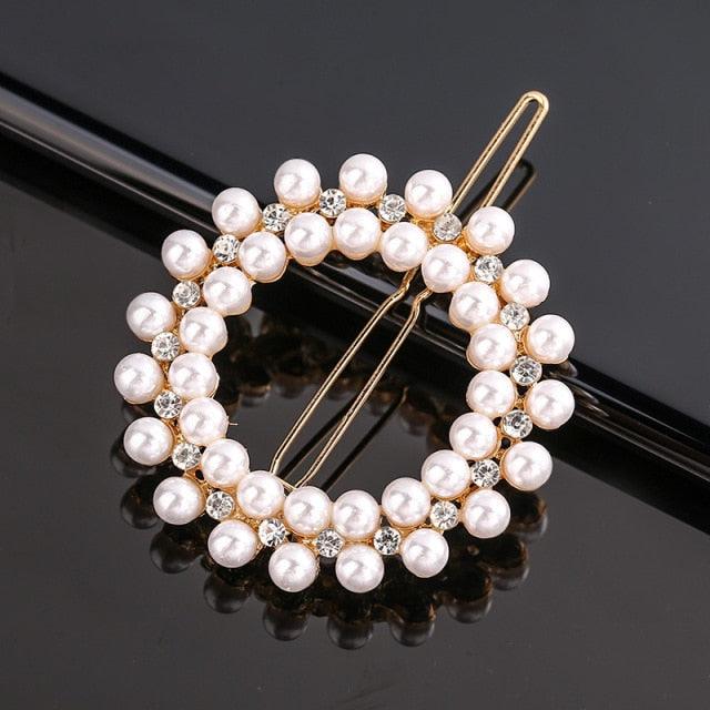 Fashion Pearl Hair Clip Women Girls Elegant Design Triangular Star Round Hairpin Barrette Hair Pins Ponytail Gorgeous Hair Accessories For Women