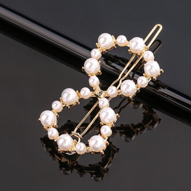 Fashion Pearl Hair Clip Women Girls Elegant Design Triangular Star Round Hairpin Barrette Hair Pins Ponytail Gorgeous Hair Accessories For Women