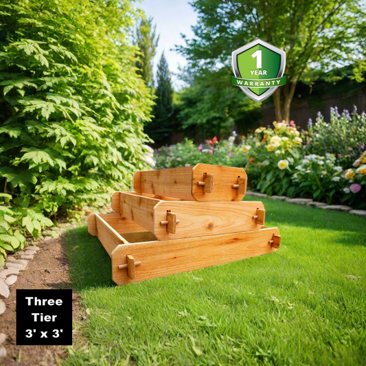 Timberlane Gardens Raised Garden Bed Kit 3 Tiered Pyramid (1x3 2x3 3x3) Select Cedar Elevated Planter