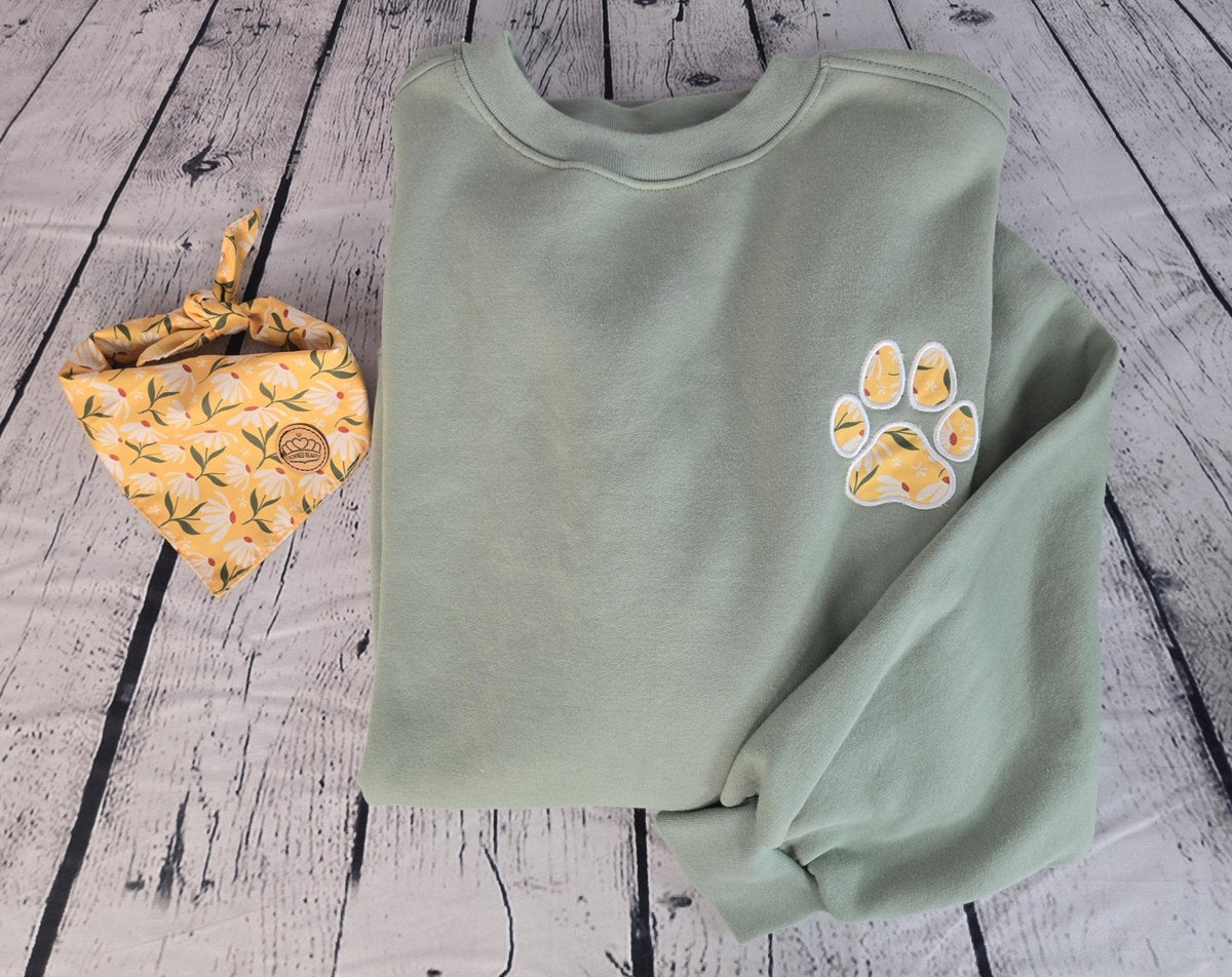 Personalized Dog Bandana With Matching Paw Print Sweatshirt