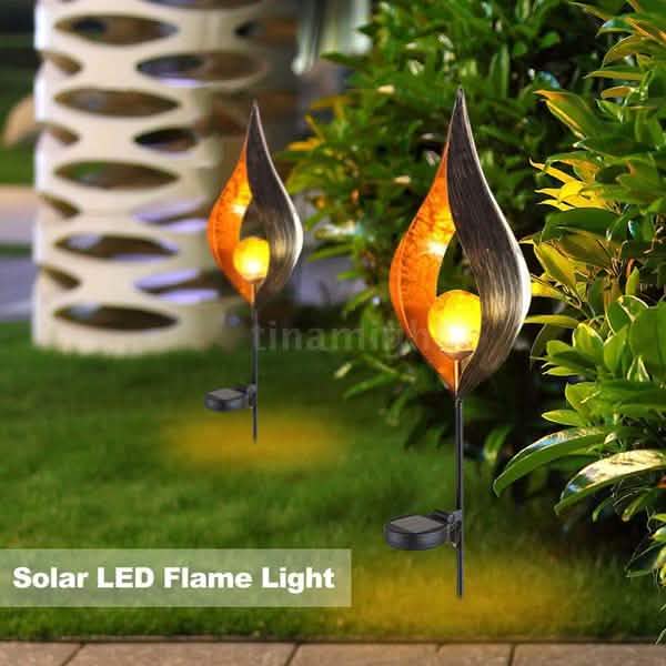 Solar LED Simulate Flame Light Lawn Lantern Lamp Waterproof Outdoor Lights