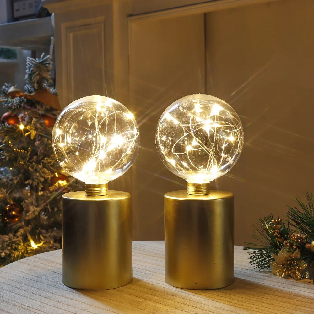 8" Tall Gold Battery Powered Table Lamp（Set of 2 ）
